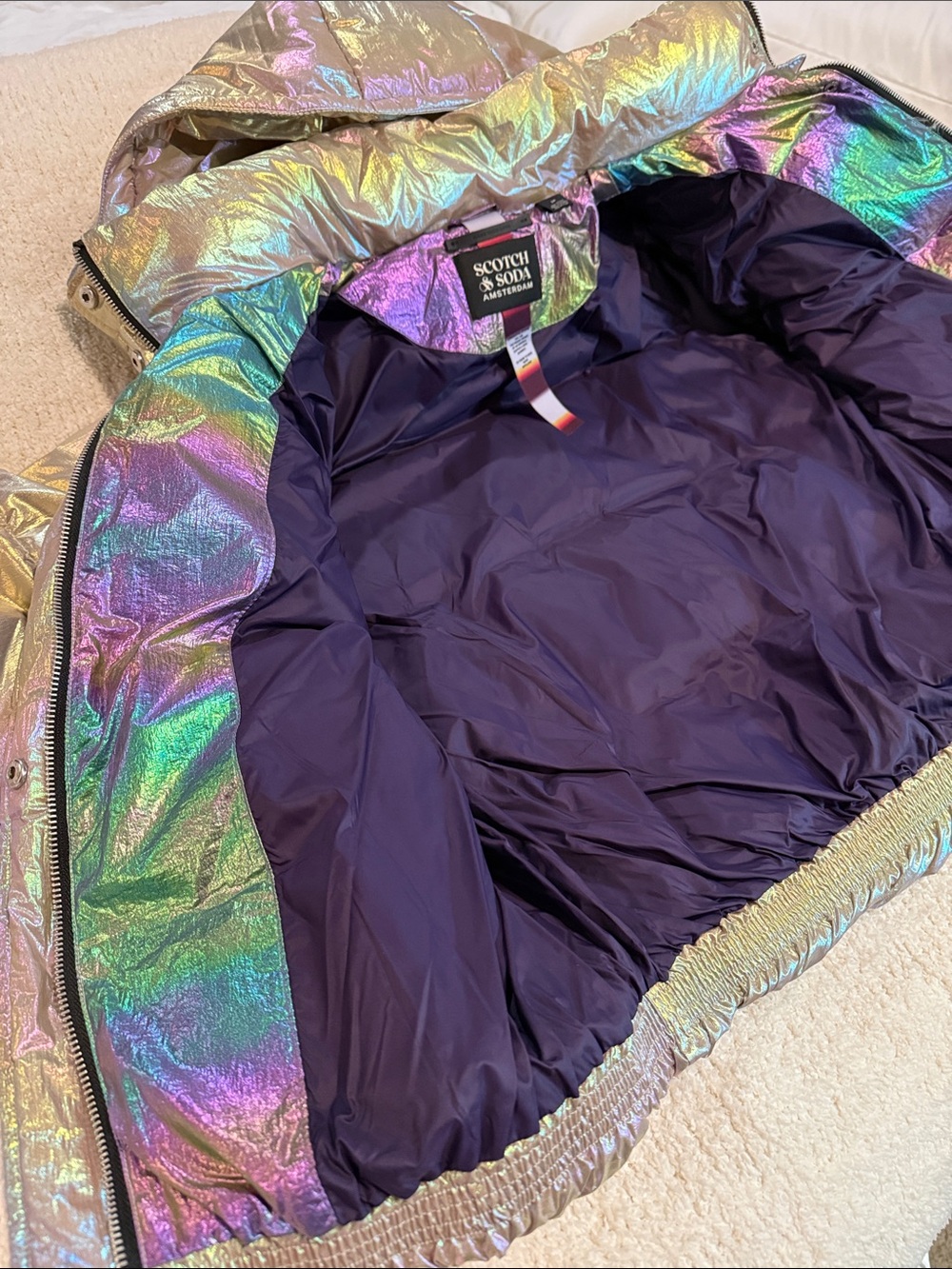 Scotch & Soda Iridescent Puffer Jacket sz M - Picture 7 of 12